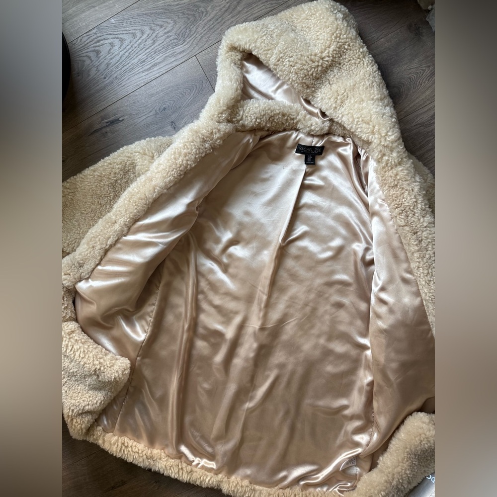 Rachel Zoe Cream Hooded Teddy Coat - Picture 4 of 9